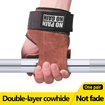 Cowhide Gym Gloves with Anti-Skid Grips